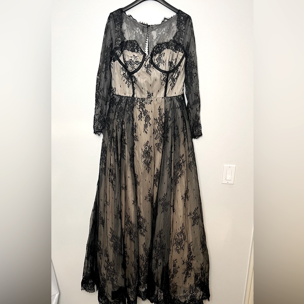 Black Lace Bustier Formal Dress